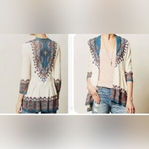 Knitted and Knotted by Anthropologie Cleophee Linen-Blend  Knit Cardigan